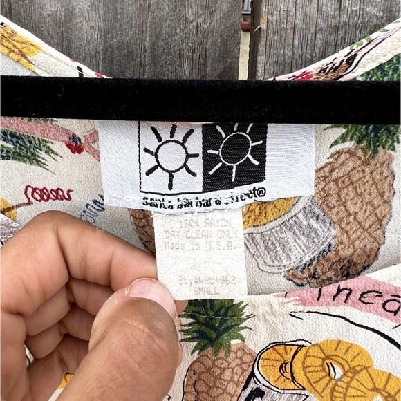 Santa Barbara Street | Vtg 90s Hawaiian Islands Novelty Print Mini Dress Size S - Picture 2 of 10